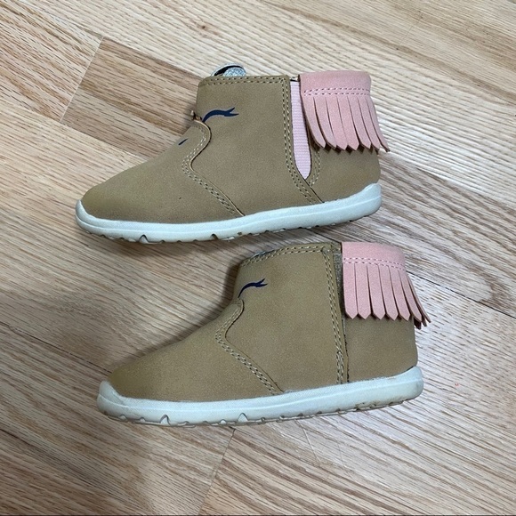 Carter’s Unicorn Ankle Boots Sz 5.5 Brown Girls Baby Brown Pink - Picture 7 of 8